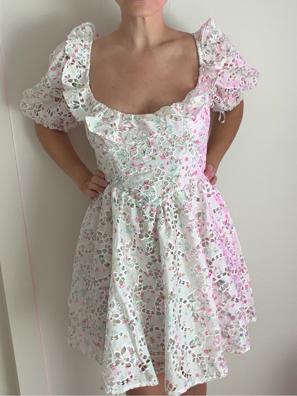 For Love & Lemons Magnolia Mini Dress Size M NWT White